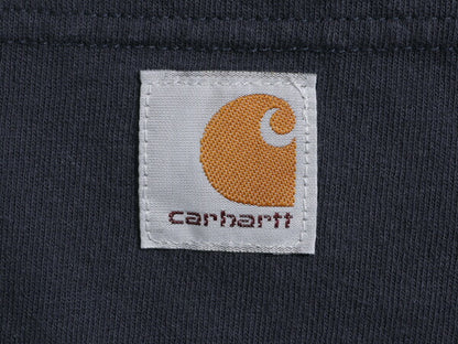 カーハート ポケット付き 長袖 Tシャツ メンズ L / 古着 CARHARTT ロンT ワンポイント ポケT ロゴT ヘビーウェイト クルーネック ワーク 紺