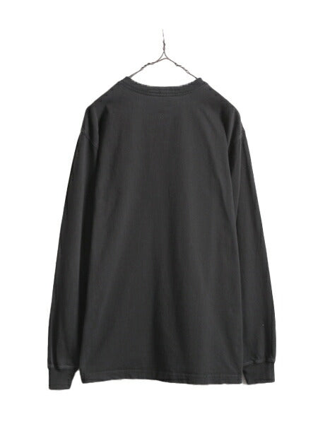 カーハート ポケット付き 長袖 Tシャツ メンズ M / 古着 CARHARTT ロンT ワンポイント ポケT ロゴT ヘビーウェイト クルーネック ワーク 黒
