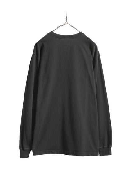 カーハート ポケット付き 長袖 Tシャツ メンズ M / 古着 CARHARTT ロンT ワンポイント ポケT ロゴT ヘビーウェイト クルーネック ワーク 黒
