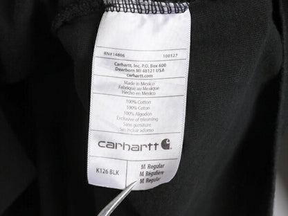 カーハート ポケット付き 長袖 Tシャツ メンズ M / 古着 CARHARTT ロンT ワンポイント ポケT ロゴT ヘビーウェイト クルーネック ワーク 黒