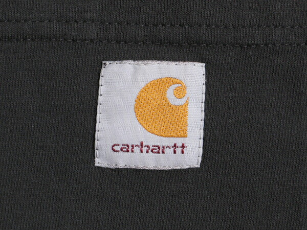 カーハート ポケット付き 長袖 Tシャツ メンズ M / 古着 CARHARTT ロンT ワンポイント ポケT ロゴT ヘビーウェイト クルーネック ワーク 黒