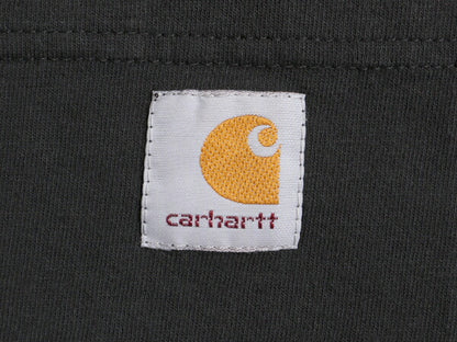 カーハート ポケット付き 長袖 Tシャツ メンズ M / 古着 CARHARTT ロンT ワンポイント ポケT ロゴT ヘビーウェイト クルーネック ワーク 黒