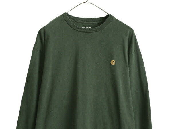 カーハート 長袖 Tシャツ メンズ L / CARHARTT ロンT ワンポイント ロゴT ヘビーウェイト ワーク 長袖Tシャツ クルーネック ロングスリーブ
