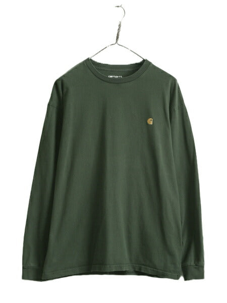 カーハート 長袖 Tシャツ メンズ L / CARHARTT ロンT ワンポイント ロゴT ヘビーウェイト ワーク 長袖Tシャツ クルーネック ロングスリーブ