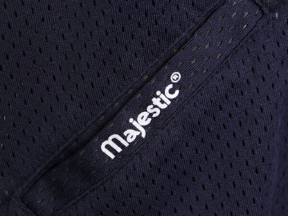 MLB Majestic ヤンキース メッシュ ベースボール シャツ メンズ L 程/ ユニフォーム ゲームシャツ メジャーリーグ 半袖シャツ ハーフジップ
