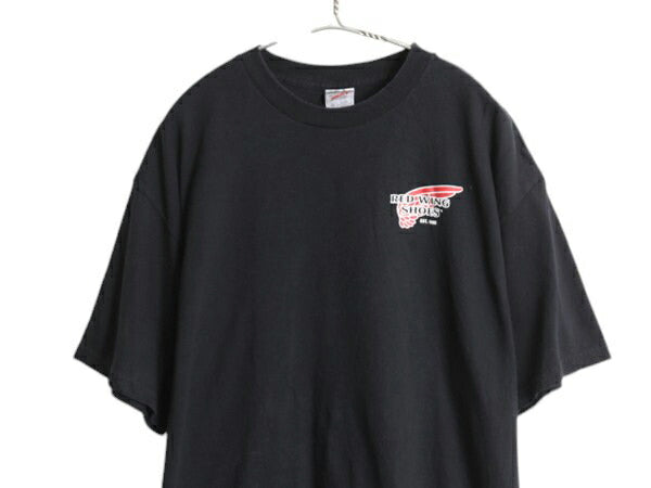 90s レッドウィング 両面 プリント 半袖 Tシャツ メンズ XL / オールド バックプリント ヘビーウェイト コットン 企業物 大きいサイズ 黒