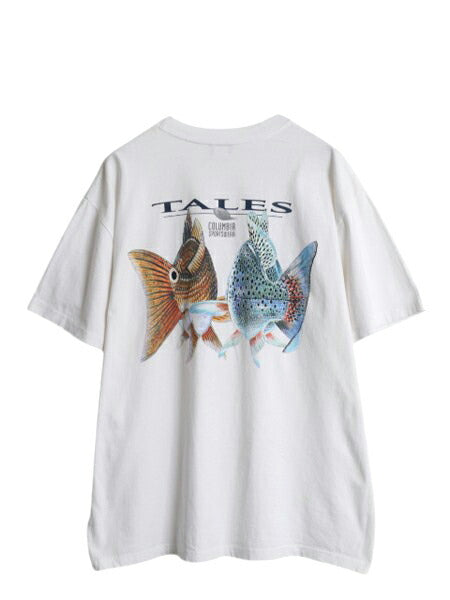 00s コロンビア フィッシュ イラスト 両面 プリント Tシャツ メンズ L 程/ オールド アウトドア 魚 ヘビーウェイト グラフィック アート 白