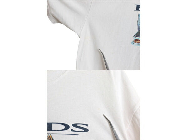 00s コロンビア フィッシュ イラスト 両面 プリント Tシャツ メンズ L 程/ オールド アウトドア 魚 ヘビーウェイト グラフィック アート 白
