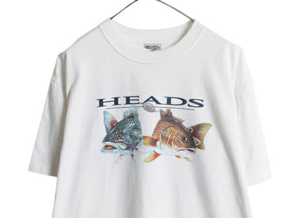 00s コロンビア フィッシュ イラスト 両面 プリント Tシャツ メンズ L 程/ オールド アウトドア 魚 ヘビーウェイト グラフィック アート 白