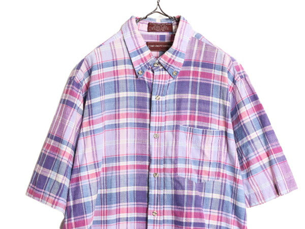 70s チャップス ラルフローレン マドラス チェック 半袖 ボタンダウン シャツ メンズ XL / ヴィンテージ CHAPS 半袖シャツ BD 大きいサイズ