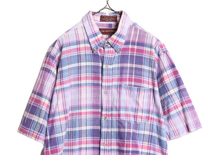70s チャップス ラルフローレン マドラス チェック 半袖 ボタンダウン シャツ メンズ XL / ヴィンテージ CHAPS 半袖シャツ BD 大きいサイズ