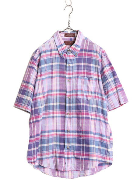 70s チャップス ラルフローレン マドラス チェック 半袖 ボタンダウン シャツ メンズ XL / ヴィンテージ CHAPS 半袖シャツ BD 大きいサイズ