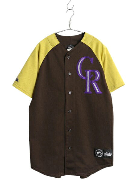 USA製 ロッキーズ ベースボール シャツ メンズ M / MLB オフィシャル マジェスティック 大リーグ ユニフォーム ジャージ 半袖シャツ 重ね着