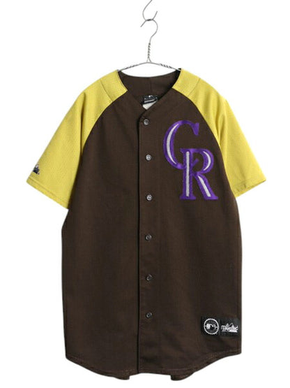 USA製 ロッキーズ ベースボール シャツ メンズ M / MLB オフィシャル マジェスティック 大リーグ ユニフォーム ジャージ 半袖シャツ 重ね着