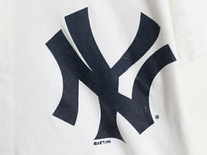 90s USA製 ヤンキース ベースボール シャツ メンズ XL オールド MLB オフィシャル ラッセル 大リーグ コットン ユニフォーム ゲームシャツ