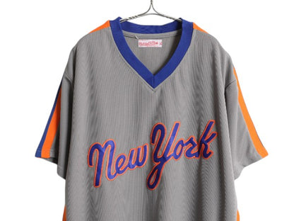 メッツ ベースボール シャツ メンズ XL / MLB オフィシャル ミッチェルアンドネス 大リーグ ユニフォーム プルオーバー 大きいサイズ 復刻