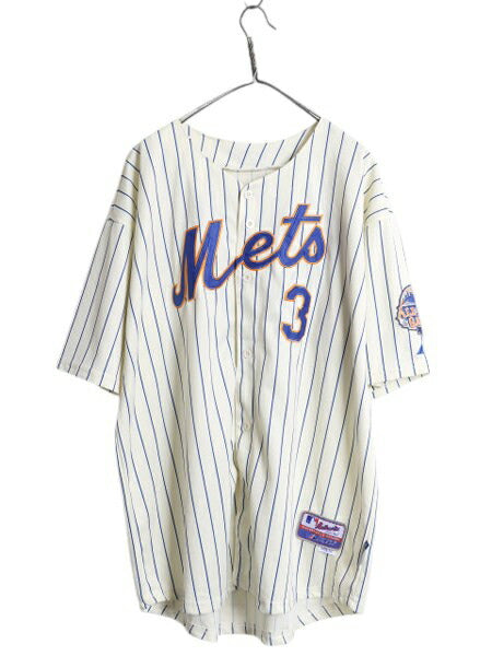 メッツ ベースボール シャツ メンズ XXL 程/ MLB オフィシャル マジェスティック 大リーグ ユニフォーム ゲームシャツ 重ね着 大きいサイズ