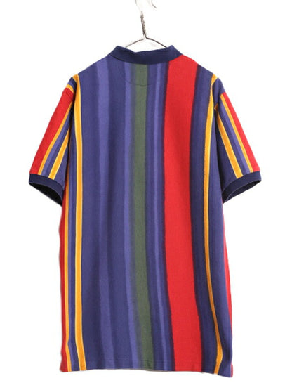 80's チャップス ラルフローレン ストライプ 鹿の子 半袖 ポロシャツ メンズ L ヴィンテージ CHAPS ポロ 半袖シャツ マルチカラー ペイント