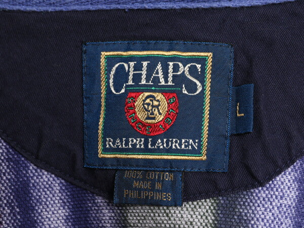 80's チャップス ラルフローレン ストライプ 鹿の子 半袖 ポロシャツ メンズ L ヴィンテージ CHAPS ポロ 半袖シャツ マルチカラー ペイント