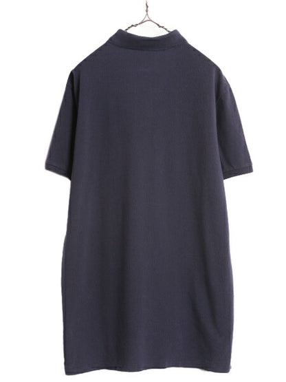 ラルフローレン 鹿の子 半袖 ポロシャツ メンズ XL 程 古着 POLO JEANS CO ポロ 星条旗 半袖シャツ ワンポイント ロゴ刺繍 大きいサイズ 紺