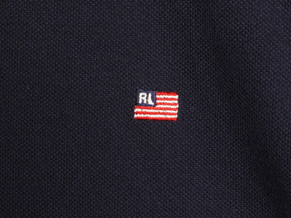 ラルフローレン 鹿の子 半袖 ポロシャツ メンズ XL 程 古着 POLO JEANS CO ポロ 星条旗 半袖シャツ ワンポイント ロゴ刺繍 大きいサイズ 紺