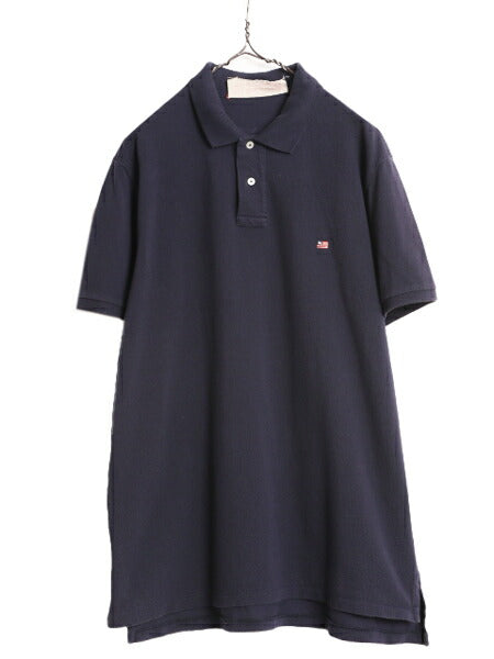 ラルフローレン 鹿の子 半袖 ポロシャツ メンズ XL 程 古着 POLO JEANS CO ポロ 星条旗 半袖シャツ ワンポイント ロゴ刺繍 大きいサイズ 紺