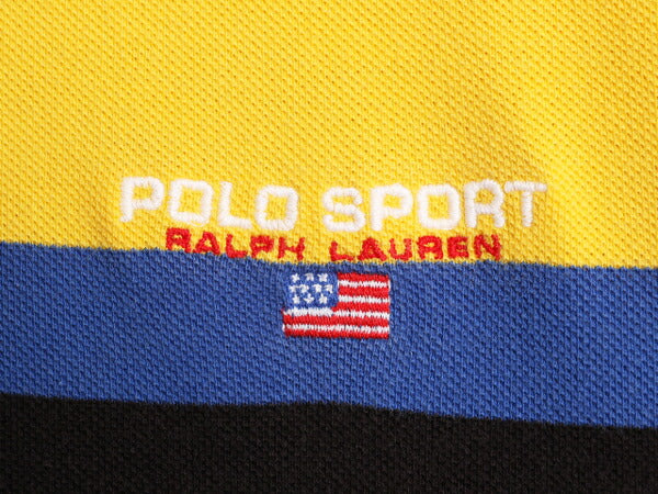 90s ポロスポーツ ラルフローレン ボーダー 鹿の子 半袖 ポロシャツ メンズ L 90年代 オールド ポロ 半袖シャツ ワンポイント マルチカラー