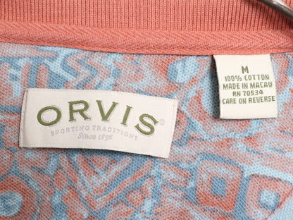 00s オービス 総柄 鹿の子 半袖 ポロシャツ メンズ M / 00年代 オールド ORVIS 半袖シャツ コットン マルチカラー ハワイアン アロハシャツ