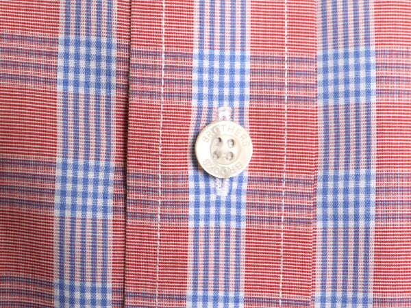 ブルックスブラザーズ チェック 半袖 ボタンダウン シャツ メンズ L / Brooks Brothers SLIM FIT ピマ コットン ノーアイロン マルチカラー