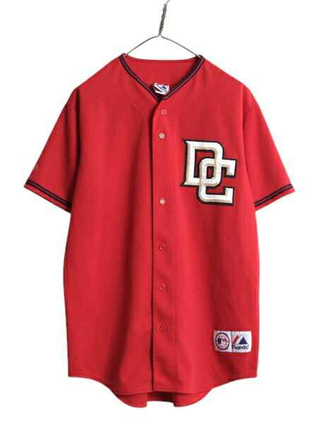 USA製 ナショナルズ ベースボール シャツ メンズ M MLB オフィシャル マジェスティック 大リーグ ユニフォーム ジャージ 半袖シャツ 重ね着