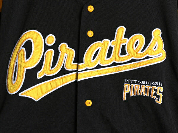 パイレーツ ベースボール シャツ メンズ L / MLB オフィシャル ダイナスティ 大リーグ ユニフォーム ゲームシャツ 半袖シャツ ジャージ 黒