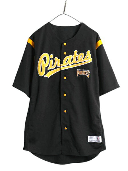 パイレーツ ベースボール シャツ メンズ L / MLB オフィシャル ダイナスティ 大リーグ ユニフォーム ゲームシャツ 半袖シャツ ジャージ 黒