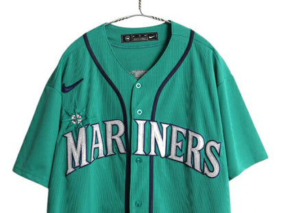 マリナーズ ベースボール シャツ メンズ XL / MLB オフィシャル ナイキ 大リーグ ユニフォーム ゲームシャツ 半袖シャツ スウッシュ 重ね着