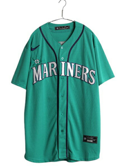 マリナーズ ベースボール シャツ メンズ XL / MLB オフィシャル ナイキ 大リーグ ユニフォーム ゲームシャツ 半袖シャツ スウッシュ 重ね着