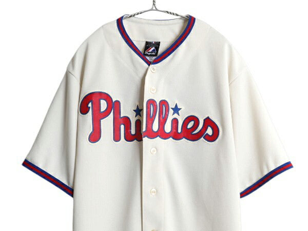 フィリーズ ベースボール シャツ メンズ L / MLB オフィシャル マジェスティック 大リーグ ユニフォーム ゲームシャツ ジャージ 半袖シャツ