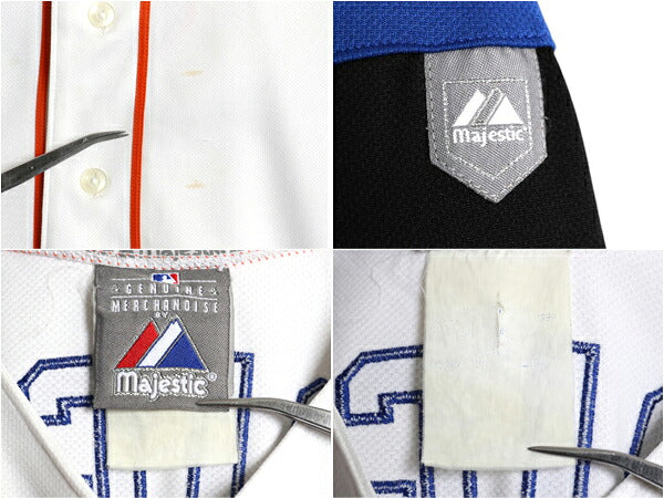 メッツ ベースボール シャツ メンズ L 程/ 古着 MLB オフィシャル マジェスティック 大リーグ ユニフォーム ゲームシャツ ジャージ 重ね着
