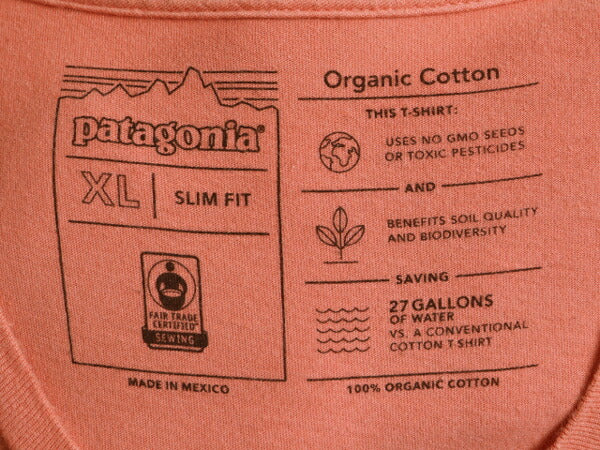 大きいサイズ XL ■ パタゴニア プリント 半袖 Tシャツ メンズ / PATAGONIA アウトドア ロゴT プリントTシャツ スリムフィット テラコッタ