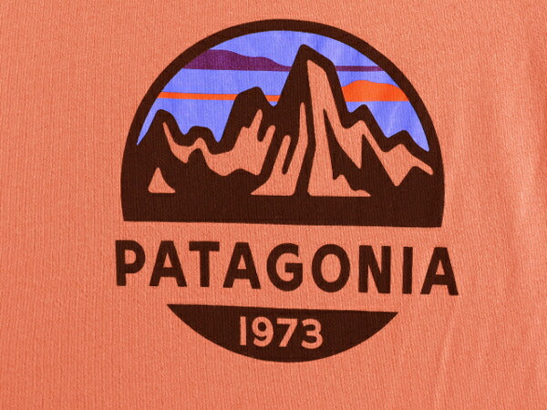 大きいサイズ XL ■ パタゴニア プリント 半袖 Tシャツ メンズ / PATAGONIA アウトドア ロゴT プリントTシャツ スリムフィット テラコッタ