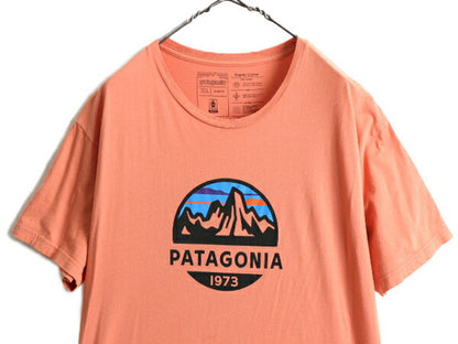 大きいサイズ XL ■ パタゴニア プリント 半袖 Tシャツ メンズ / PATAGONIA アウトドア ロゴT プリントTシャツ スリムフィット テラコッタ