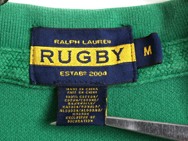 ラグビー ラルフローレン 鹿の子 半袖 ポロシャツ メンズ M / 古着 ポロ RUGBY ラガーシャツ タイプ ラグビー 半袖シャツ スカル 刺繍 髑髏