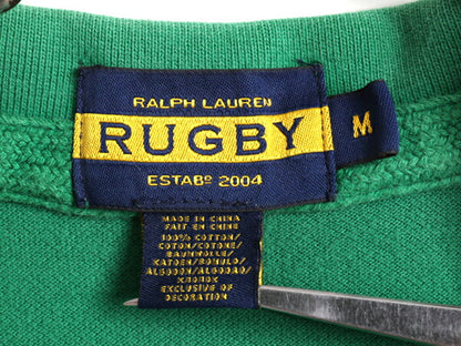 ラグビー ラルフローレン 鹿の子 半袖 ポロシャツ メンズ M / 古着 ポロ RUGBY ラガーシャツ タイプ ラグビー 半袖シャツ スカル 刺繍 髑髏