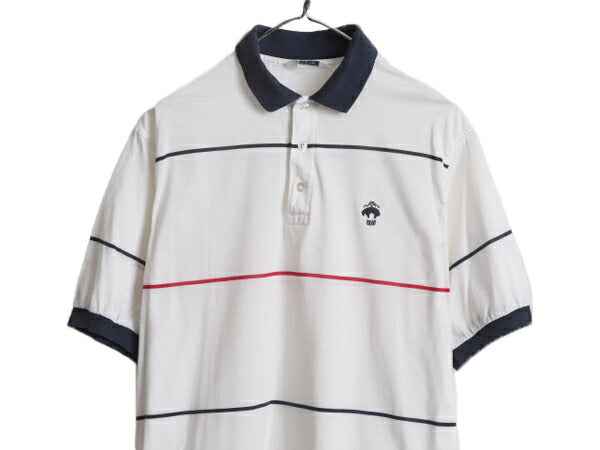 80s USA製 ブルックスブラザーズ ボーダー 半袖 ポロシャツ メンズ L 古着 80年代 ヴィンテージ Brooks Brothers Golf 半袖シャツ コットン