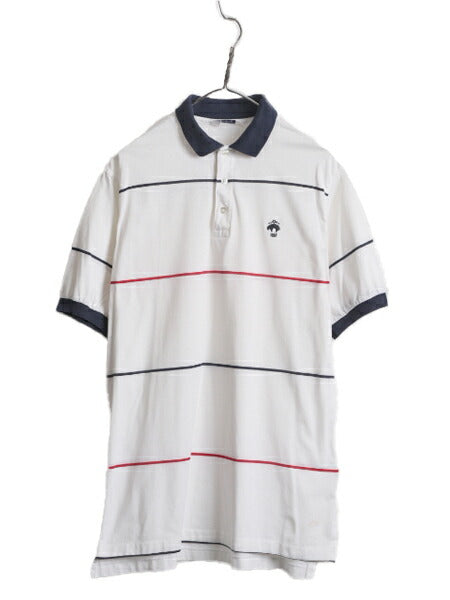 80s USA製 ブルックスブラザーズ ボーダー 半袖 ポロシャツ メンズ L 古着 80年代 ヴィンテージ Brooks Brothers Golf 半袖シャツ コットン