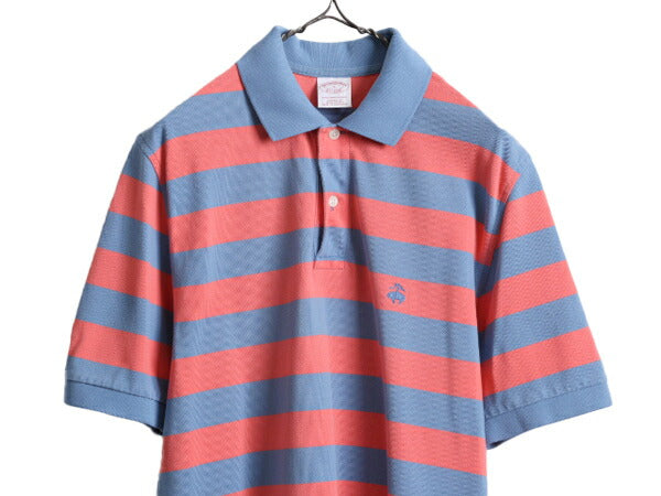 ブルックスブラザーズ ボーダー 鹿の子 半袖 ポロシャツ メンズ S Brooks Brothers 半袖シャツ ワンポイント オリジナル フィット 2トーン