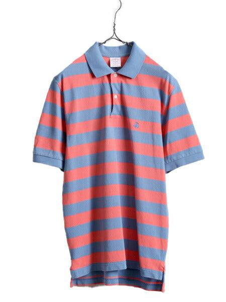 ブルックスブラザーズ ボーダー 鹿の子 半袖 ポロシャツ メンズ S Brooks Brothers 半袖シャツ ワンポイント オリジナル フィット 2トーン