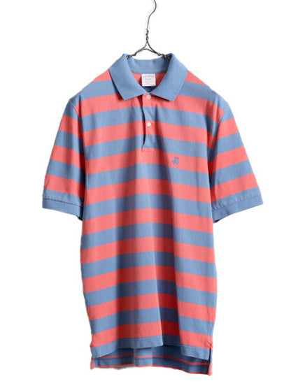 ブルックスブラザーズ ボーダー 鹿の子 半袖 ポロシャツ メンズ S Brooks Brothers 半袖シャツ ワンポイント オリジナル フィット 2トーン