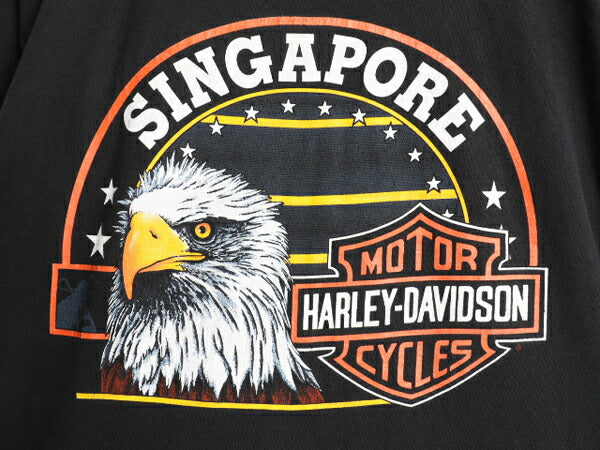 90s ハーレー ダビッドソン 両面 プリント 半袖 Tシャツ メンズ L / 古着 オールド オフィシャル イーグル バックプリント バイク ブラック