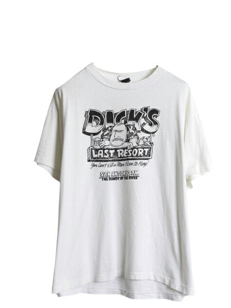 90s ジョーク キャラクター イラスト プリント 半袖 Tシャツ メンズ L 程 古着 オールド 企業物 アート グラフィック シングルステッチ 白