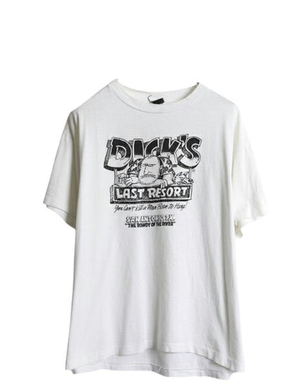 90s ジョーク キャラクター イラスト プリント 半袖 Tシャツ メンズ L 程 古着 オールド 企業物 アート グラフィック シングルステッチ 白