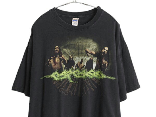 カーカス ツアー 両面 プリント Tシャツ メンズ XL / 古着 オフィシャル バンド ロック アート フォト グラフィック ブラック 大きいサイズ